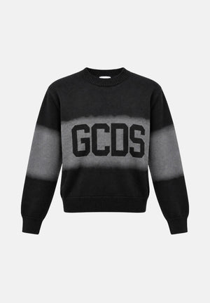 GCDS Felpa girocollo nera per uomo e donna con maxi logo C2MWQF134K155 999I GCDS 