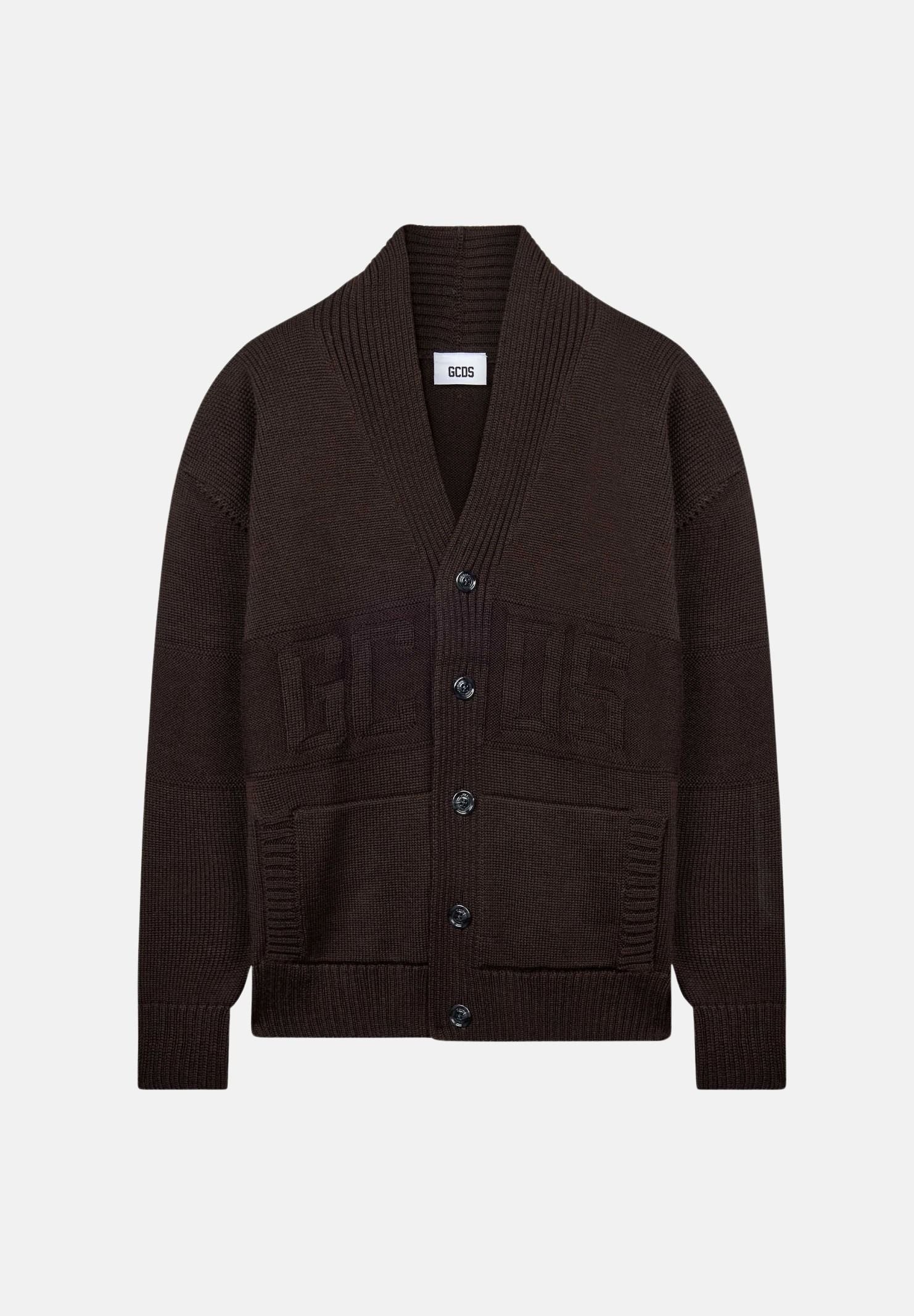 GCDS Cardigan lungo Turkish Coffee marrone per uomo e donna C2MWQF154K155 392M GCDS 