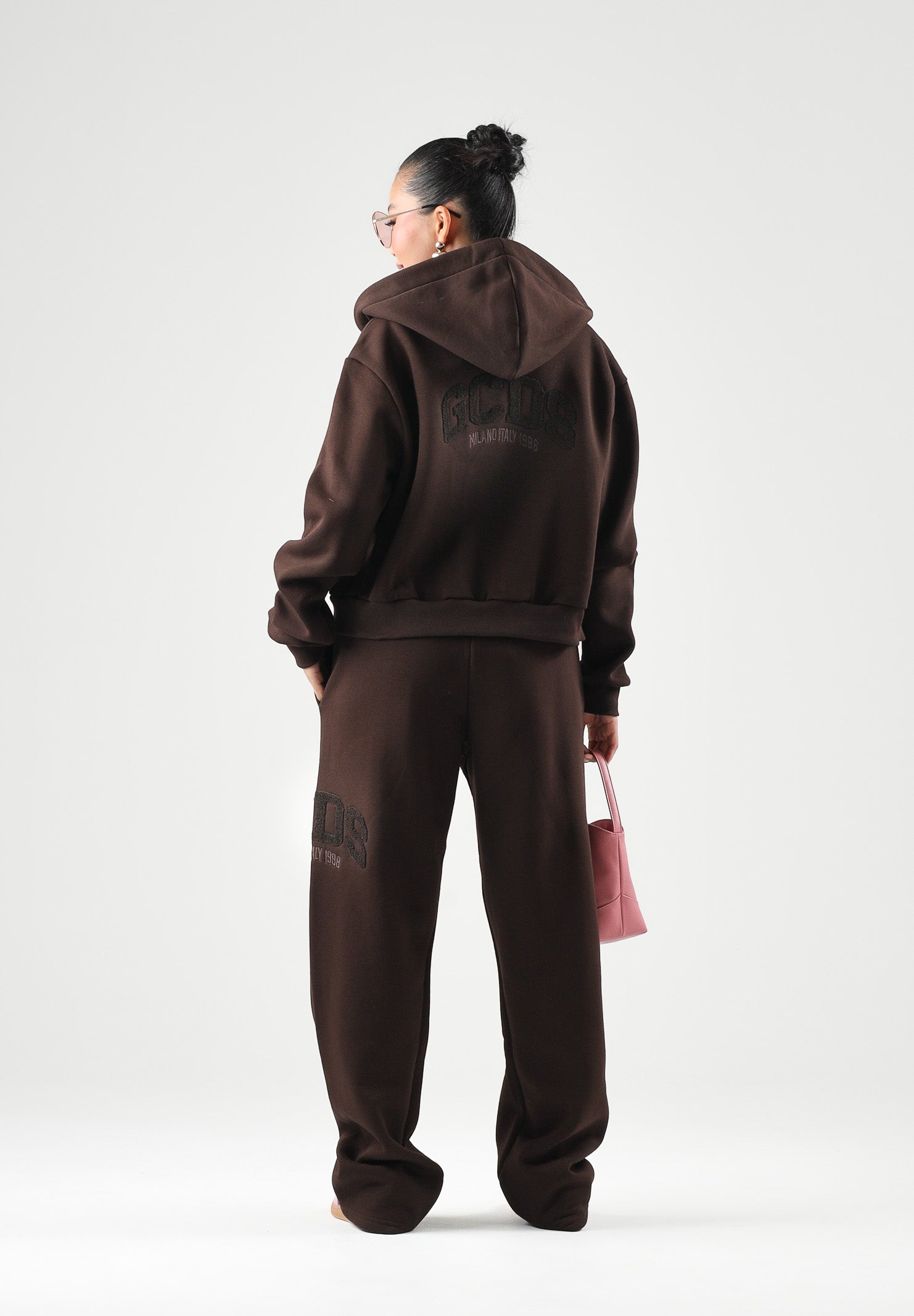 GCDS Felpa con zip SWEATSHIRT WITH LOGO delicious marrone cioccolato da donna C2WWQE031F244 393M GCDS 