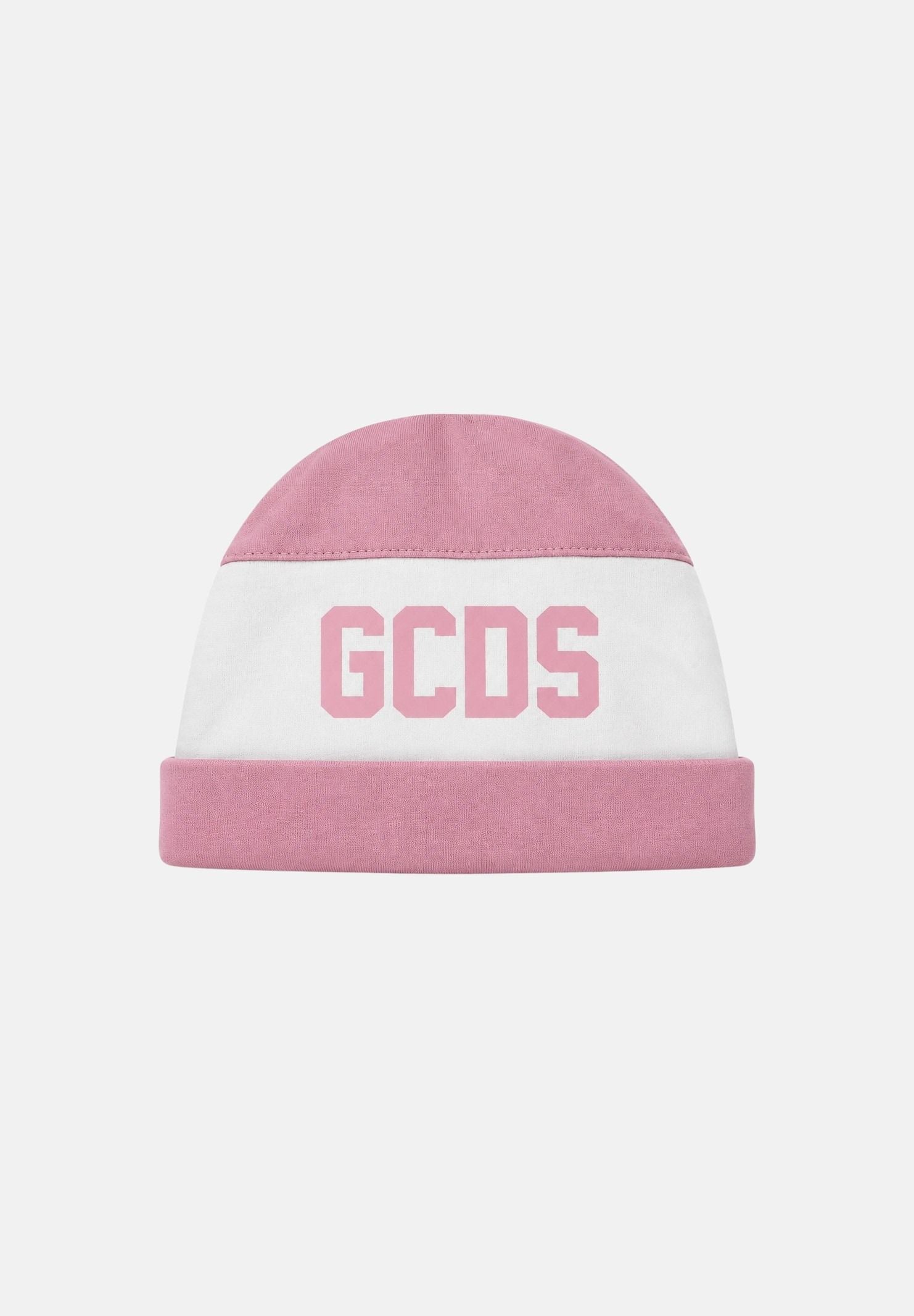 GCDS Berretto di lana BEANIE  rosa per neonato modello beanie con maxi logo frontale GC0001 ROSE GCDS 