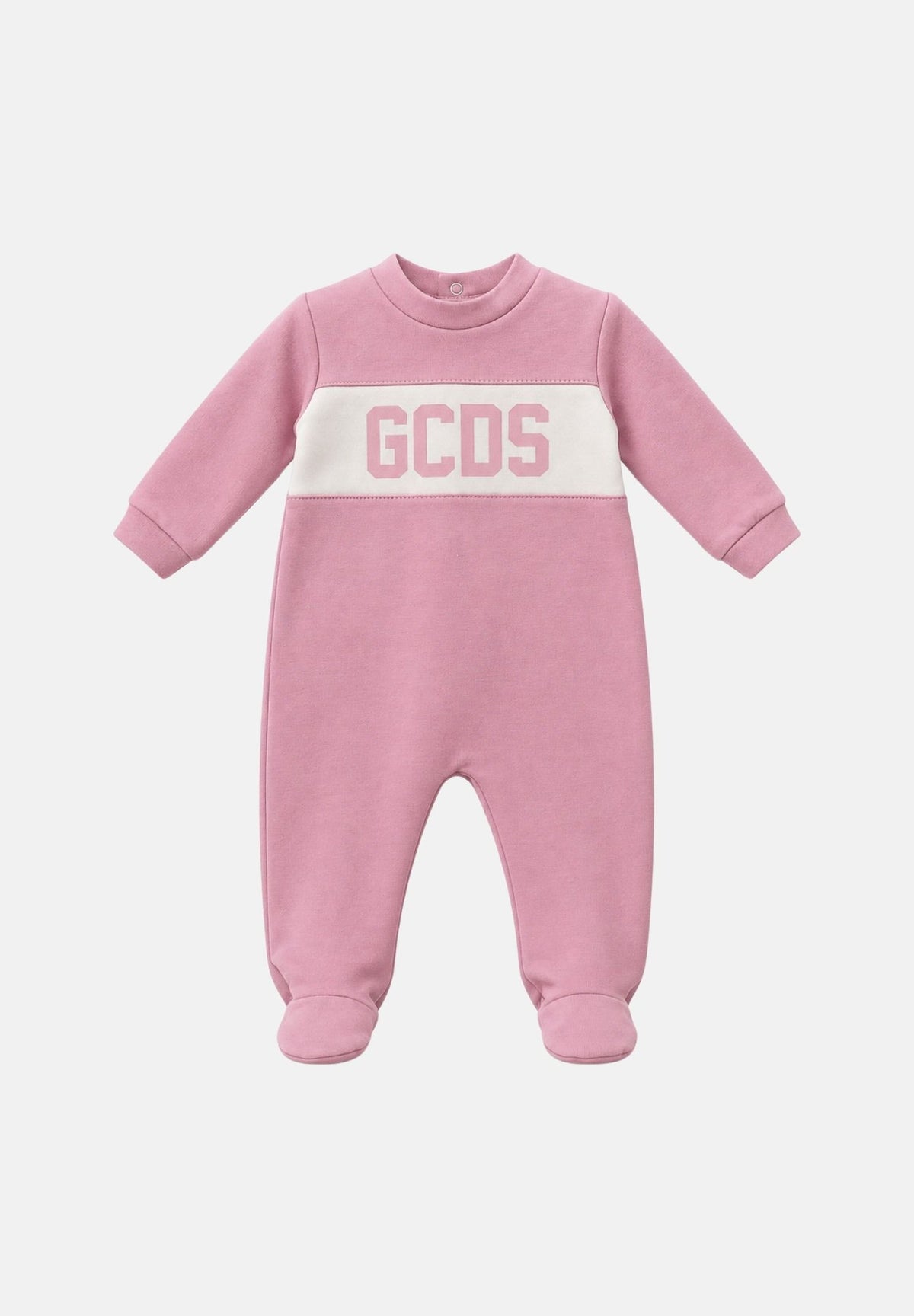 GCDS Tutina con logo ROSE rosa e bianco da neonato. GC0004 ROSE GCDS 