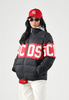 GCDS Piumino DOWN JACKET WITH BAND LOGO nero e rosso per uomo e per donna Z0MLQA110T258 999R GCDS 
