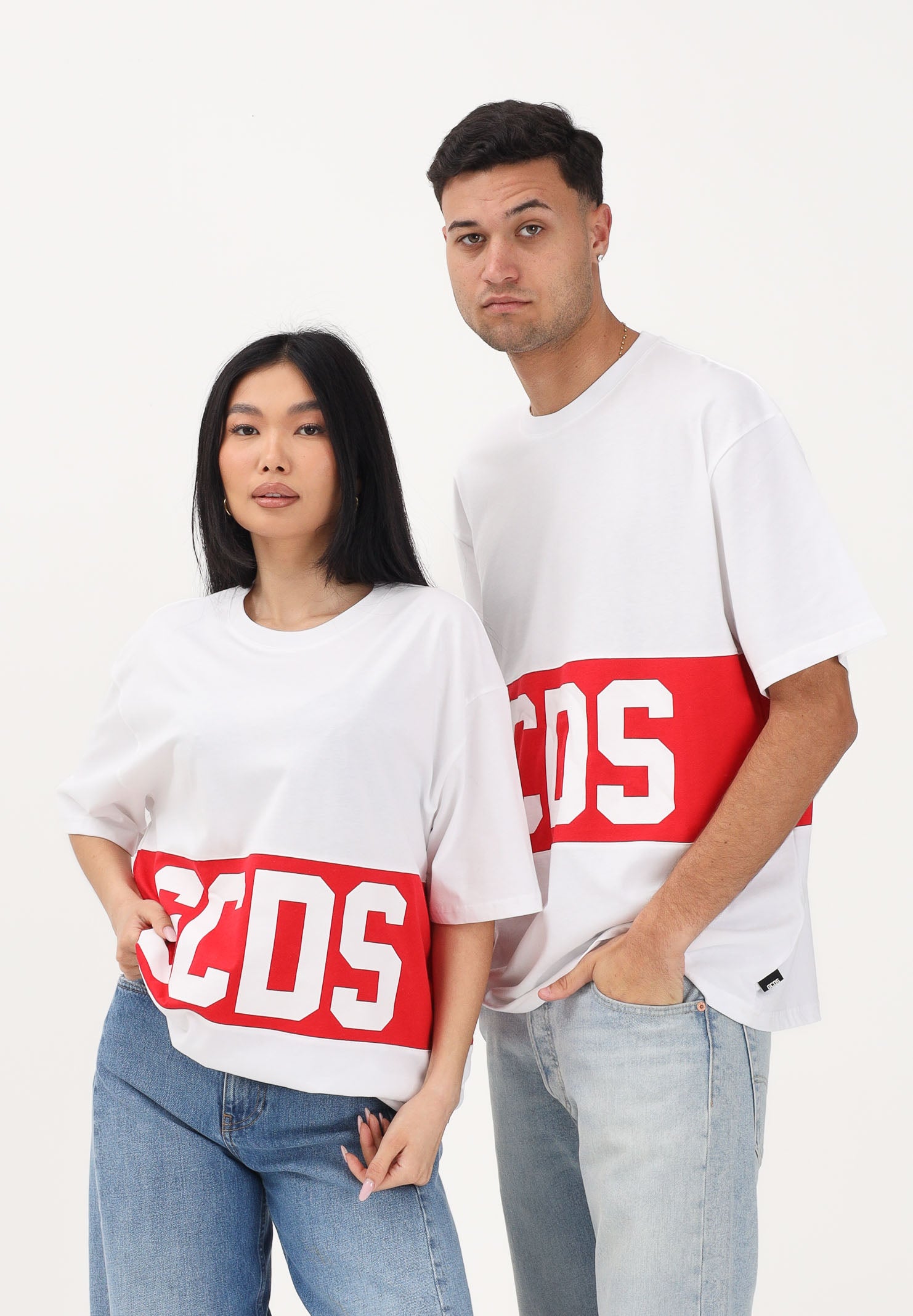 GCDS T-shirt a manica corta bianca per uomo e donna con stampa logo Z0MLQC140J101 100R GCDS 