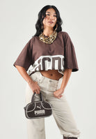 GCDS T-shirt COLOUR-BLOCK  french roast-bone-marrone per uomo e donna  con maxi banda bicolore e logo centrale Z0MLQC140J101 387U GCDS 