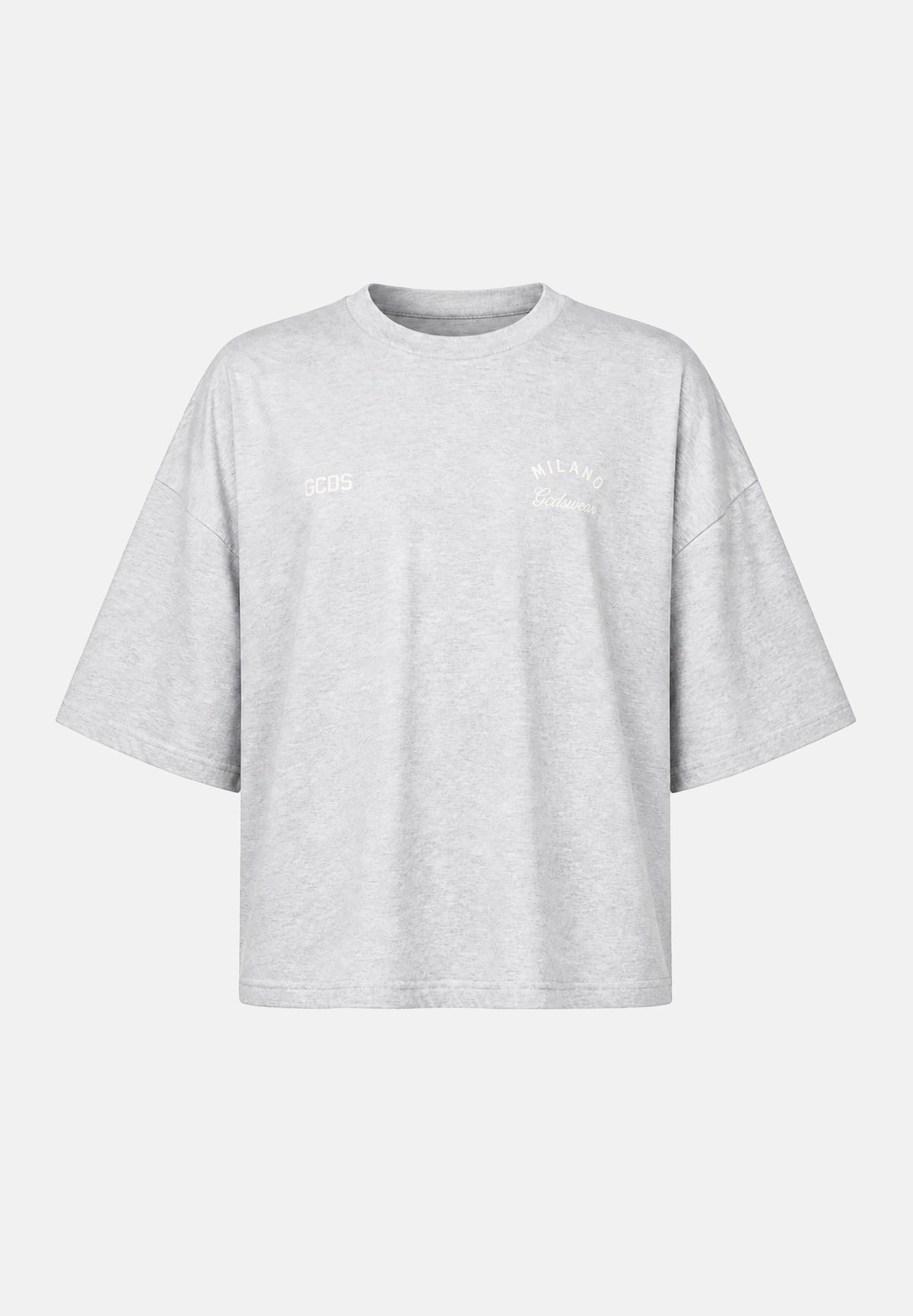 GCDS T-shirt maniche corte grey-grigio chiaro per uomo e donna  con piccolo logo ricamato sul petto Z0MLQC214J080 909P GCDS 