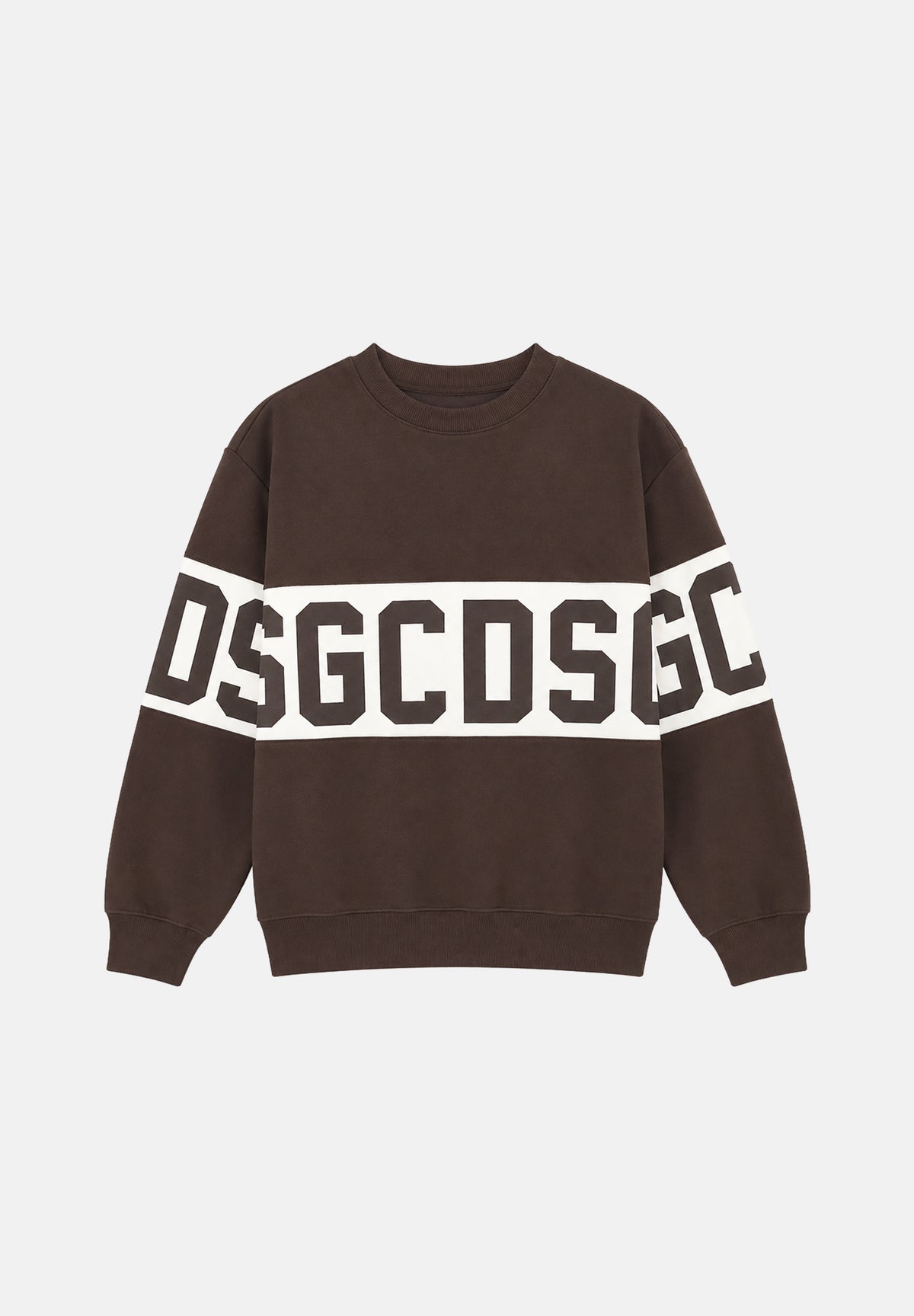 GCDS Felpa girocollo roast-frecnh marrone per uomo e donna con fascia logata a contrasto. Z0MLQE139F004 387U GCDS 