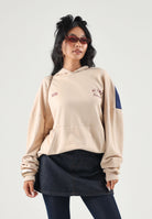 GCDS Felpa con cappuccio HOODIE WITH STRIPES beige per uomo e donna con bande blu sulle spalle. Z0MLQE213F245 379E GCDS 