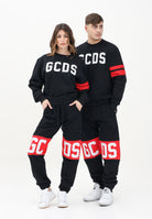 GCDS Pantalone sportivo nero per uomo e donna con banda logo Z0MLQI209F004 999R GCDS 