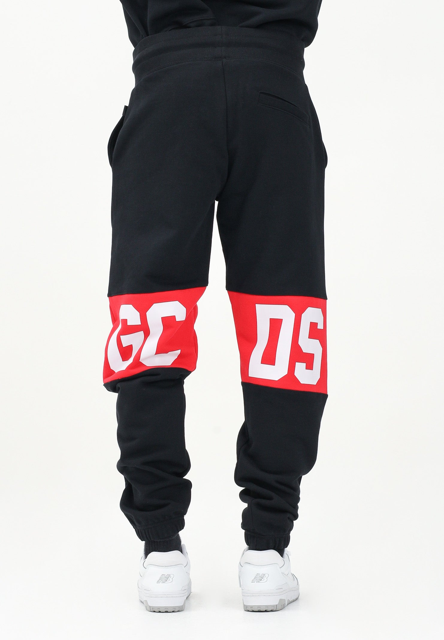 GCDS Pantalone sportivo nero per uomo e donna con banda logo Z0MLQI209F004 999R GCDS 