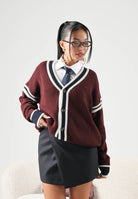 GCDS Cardigan VARSITY CARDIGAN Bone-Burgundy bordeaux e panna per uomo e donna Z0MWQF151K155 316J GCDS 