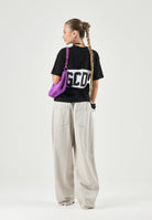 GCDS T-shirt a manica corta nera e bianca per donna, ragazzi e bambini con stampa logo Z0UJQC585J105 999A GCDS 