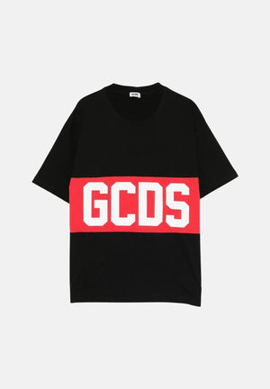GCDS T-shirt band logo nero per donna, ragazzi e bambini con logo iconico Z0UJQC585J105 999R GCDS 