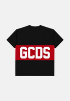 GCDS T-shirt BAND LOGO nera/red per bambino e bambina con maxi logo iconico Z0UJQC585J105J 999R GCDS 