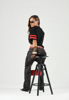 GCDS T-shirt manica corta LOGO  Black-Red per donna, ragazzi e bambini Z0UJQC592J105 999R GCDS 