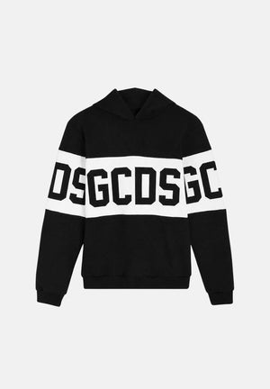 GCDS Felpa con cappuccio Band Logo black-white, nera e bianca per donna, ragazzi e bambini con logo iconico Z0UJQE583F004 999A GCDS 