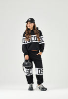 GCDS Felpa con cappuccio Band Logo black-white, nera e bianca per donna, ragazzi e bambini con logo iconico Z0UJQE583F004 999A GCDS 