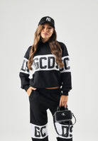 GCDS Felpa con cappuccio Band Logo black-white, nera e bianca per donna, ragazzi e bambini con logo iconico Z0UJQE583F004 999A GCDS 