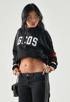 GCDS Felpa con cappuccio nera per donna, ragazzi e bambini con logo centrale Z0UJQE590F004 999R GCDS 