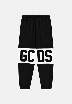 GCDS Pantaloni BAND LOGO TRACK PANTS nero per donna, ragzzi e bambini con fascia e maxi logo GCDS a contrasto. Z0UJQI588F004 999A GCDS 