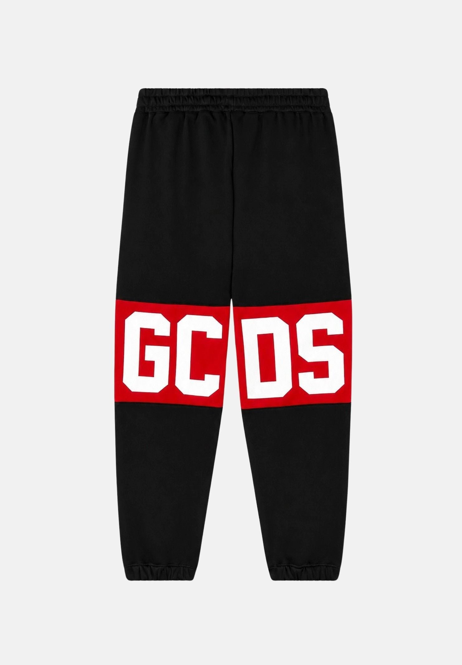 GCDS Pantaloni BAND LOGO TRACK PANTS nero/rosso per donna, ragazzi e bambini con maxi logo GCDS a contrasto. Z0UJQI588F004 999R GCDS 