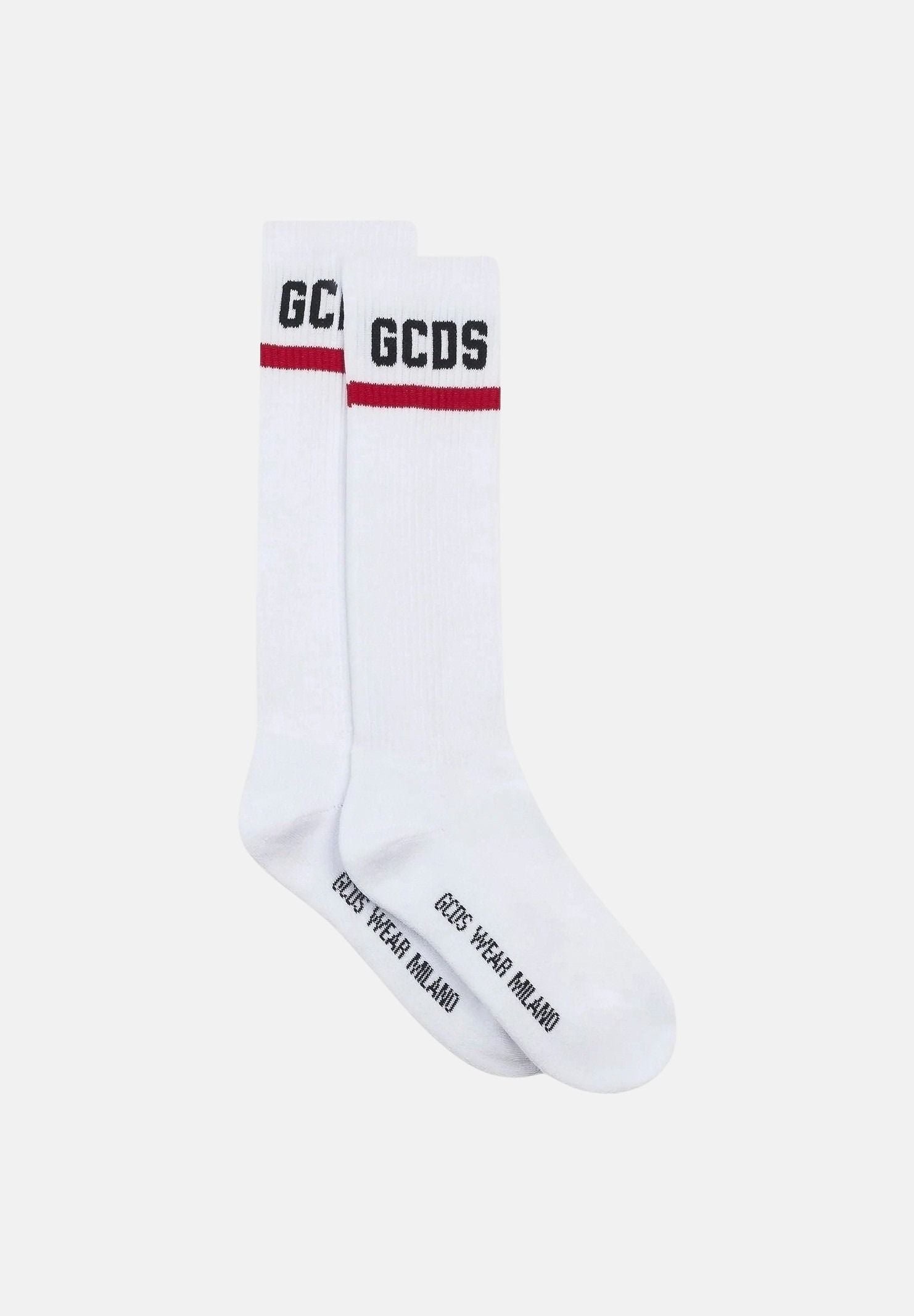 GCDS Calzini LOGO bianco ottico per donna e bambini con lettering GCDS e dettagli a contrasto. Z0UJQQ714T801 100B GCDS 