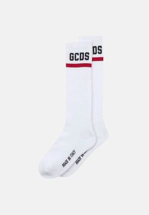 GCDS Calzini LOGO bianco ottico per donna e bambini con lettering GCDS e dettagli a contrasto. Z0UJQQ714T801 100B GCDS 