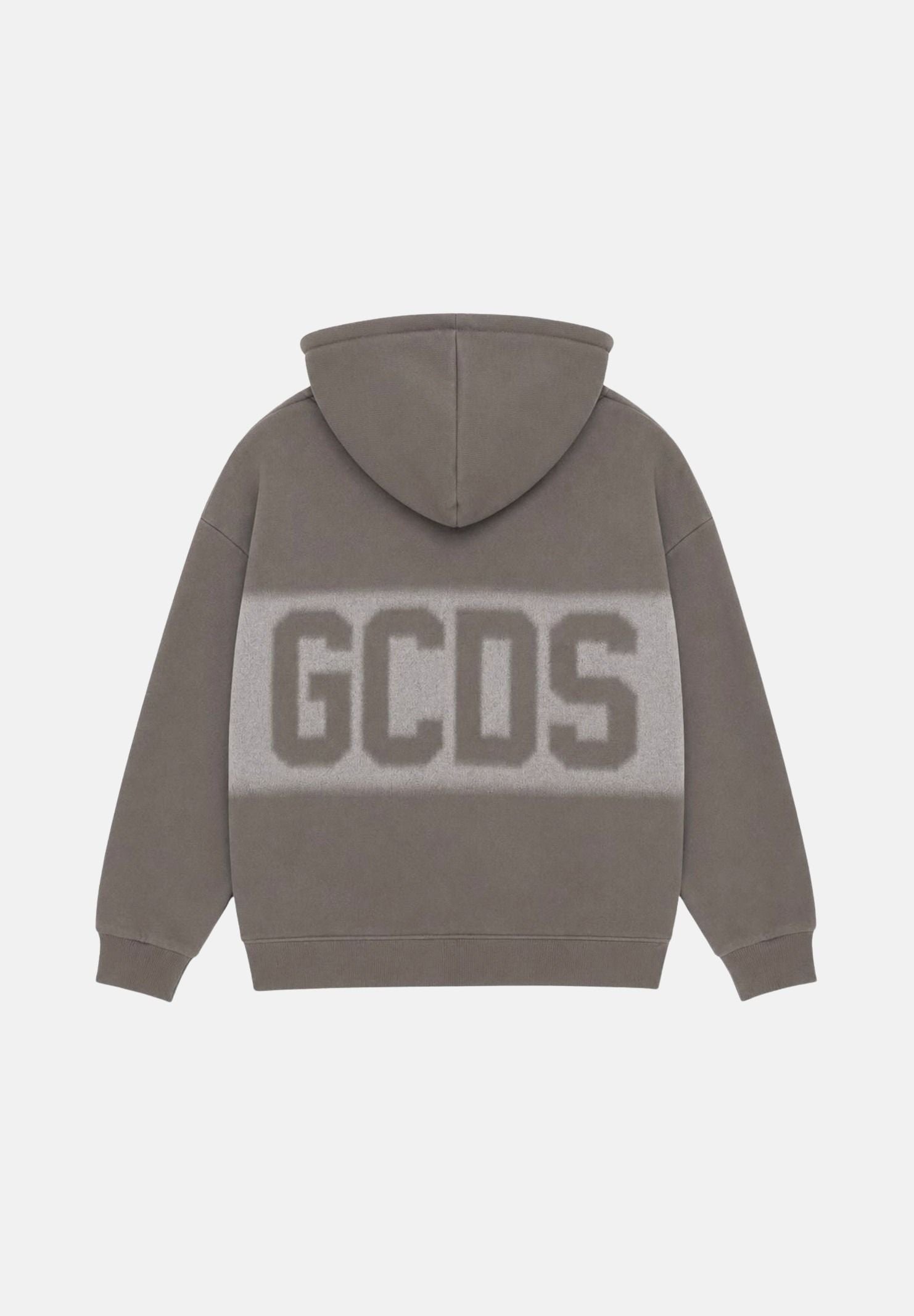 GCDS Felpa con cappuccio Neutral grey- grigio chiaro per bambino e bambina con maxi logo GCDS sfumato a contrasto. C2BJQE528F342J 953I GCDS 