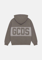 GCDS Felpa con cappuccio Neutral grey- grigio chiaro per bambino e bambina con maxi logo GCDS sfumato a contrasto. C2BJQE528F342J 953I GCDS 
