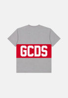 GCDS T-shirt manica corta neutro grigio-rosso per bambino e bambina con logo iconico Z0UJQC585J105J 953R GCDS 