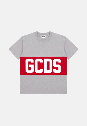 GCDS T-shirt manica corta neutro grigio-rosso per bambino e bambina con logo iconico Z0UJQC585J105J 953R GCDS 
