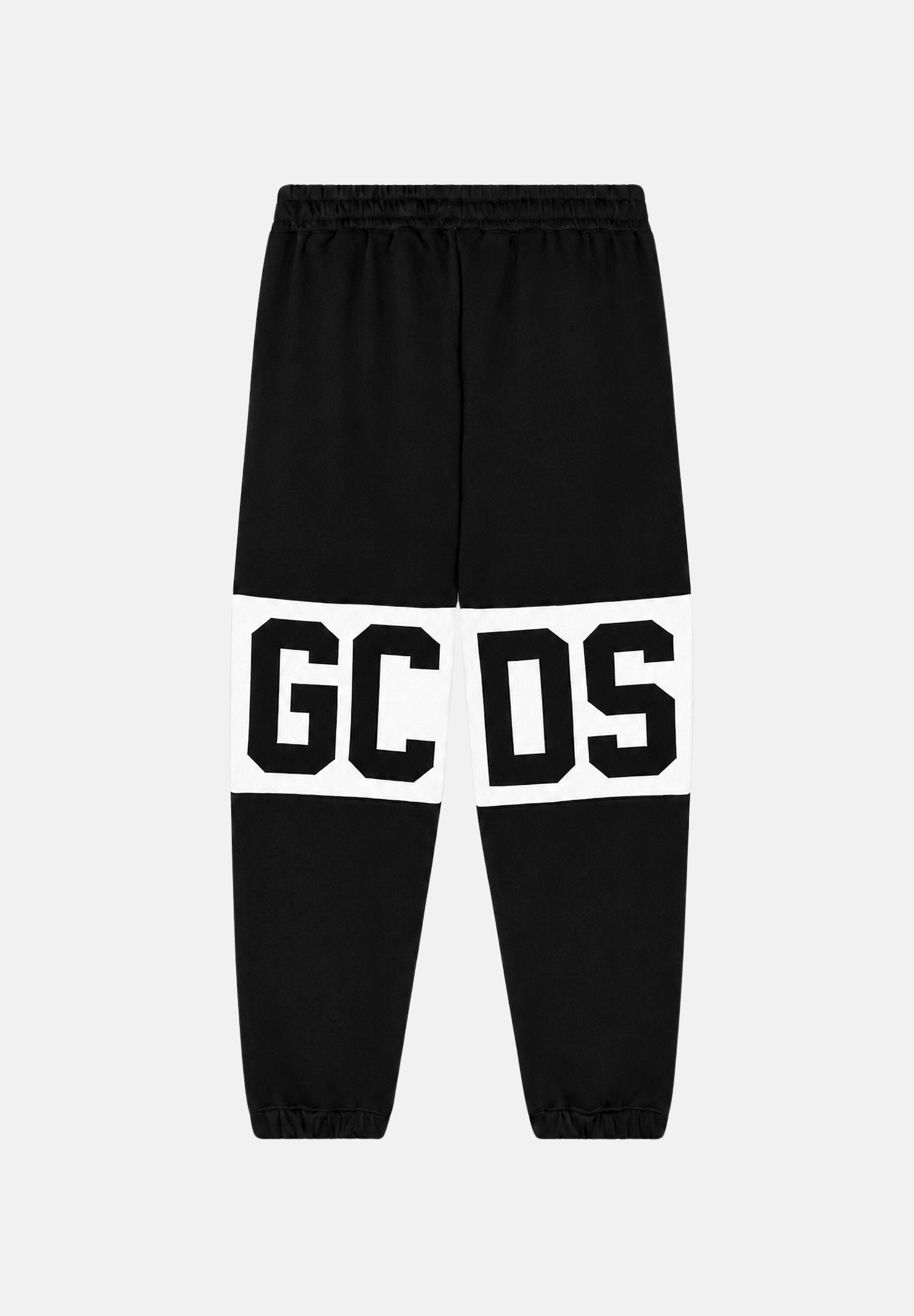 GCDS Pantaloni BAND LOGO TRACK PANTS nero per  bambino e bambina con fascia bianca e maxi logo GCDS Z0UJQI588F004J 999A GCDS 