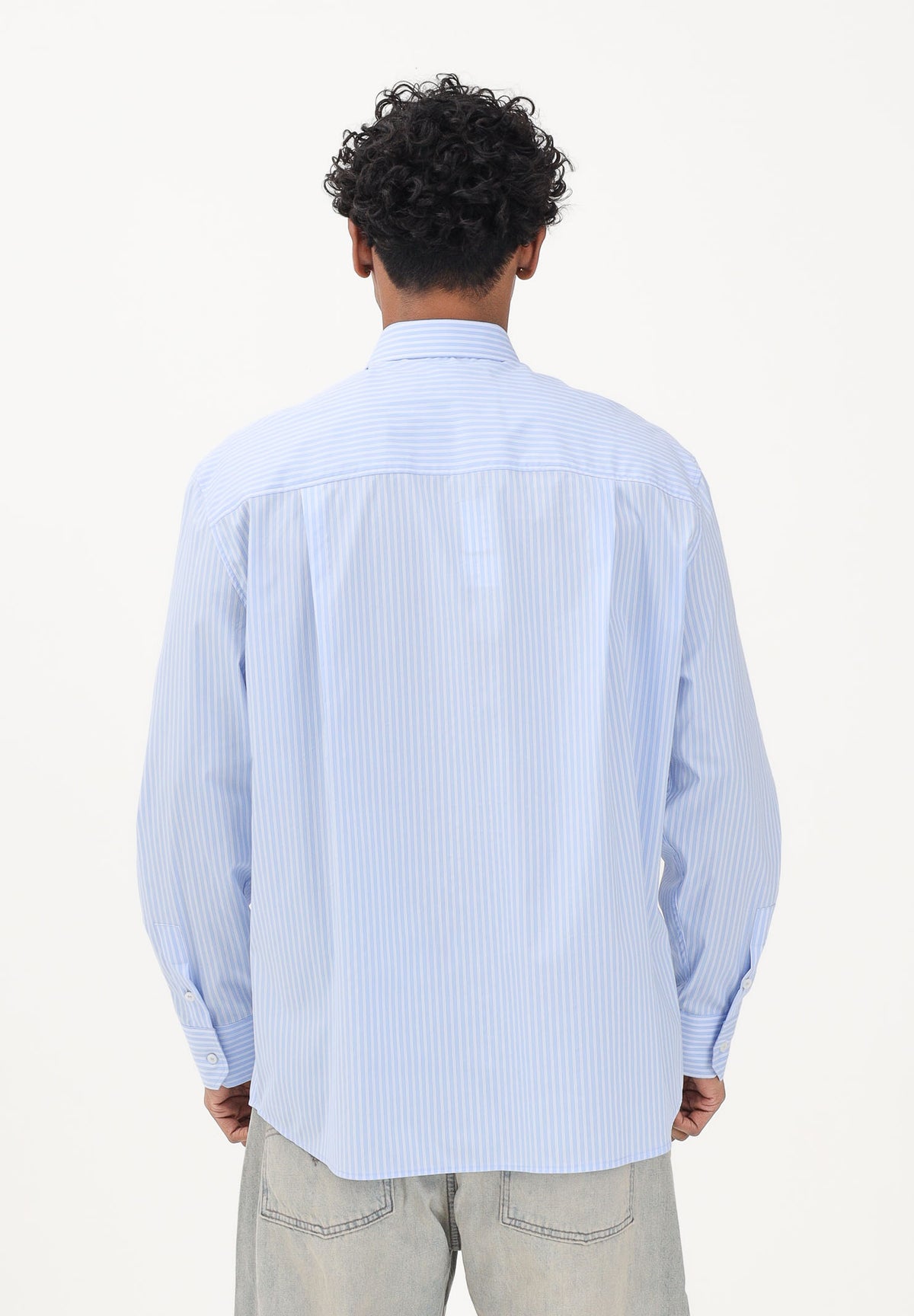 I'M BRIAN Camicia a manica lunga azzurra da uomo con motivo a righe CA3630 CEL I'M BRIAN 