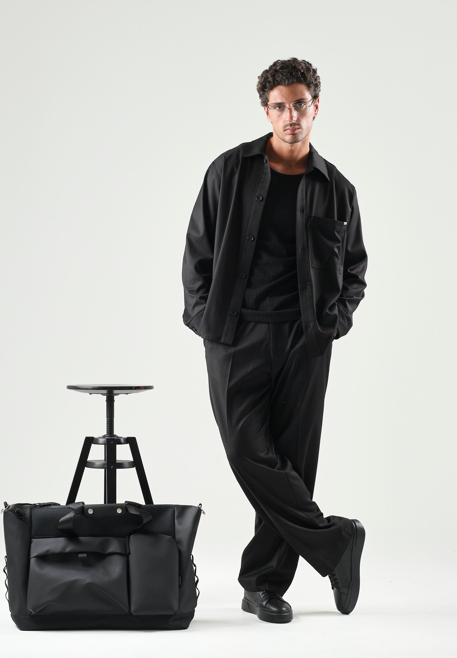 I'M BRIAN Camicia nera da uomo con taschino laterale CA3827 009 I'M BRIAN 