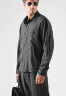 I'M BRIAN Camicia GESSATA grigio scuro da uomo con motivo a righe verticali tono su tono. CA3828 GR I'M BRIAN 