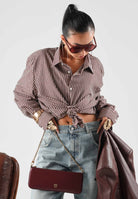 I'M BRIAN Camicia manica lunga bordeaux per uomo e per donna con fantasia a righe CA3843 0029 I'M BRIAN 