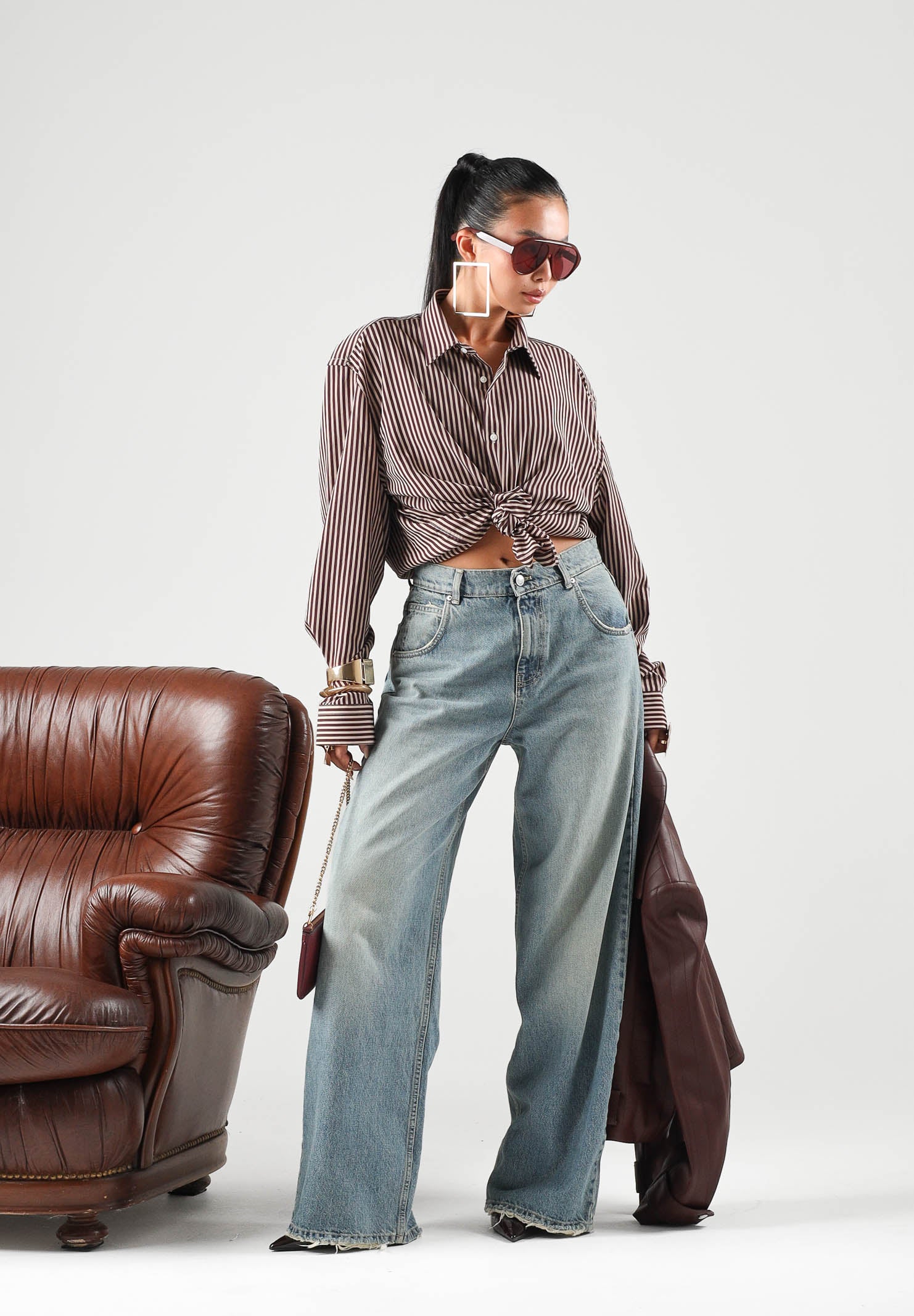 I'M BRIAN Camicia manica lunga bordeaux per uomo e per donna con fantasia a righe CA3843 0029 I'M BRIAN 