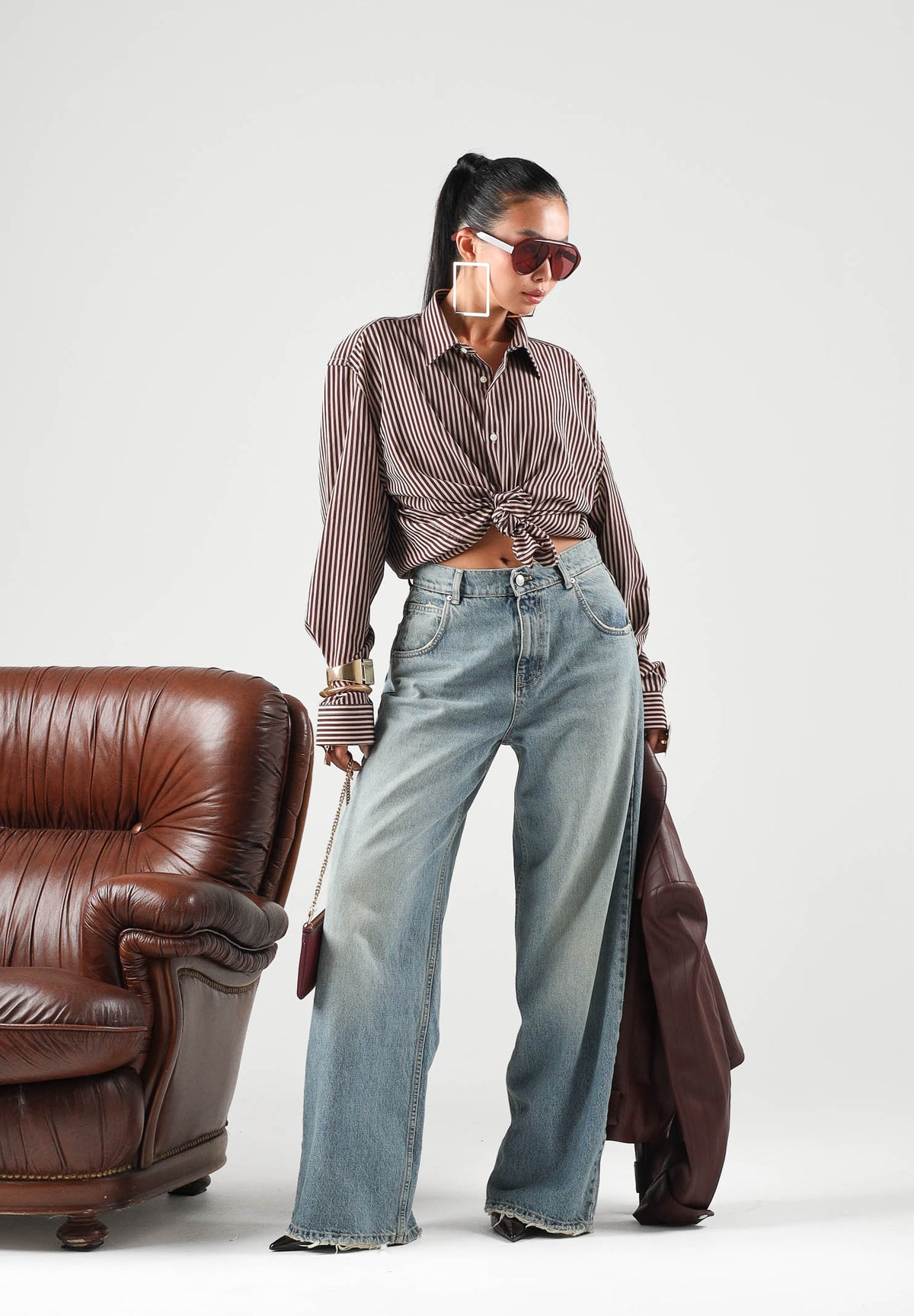 I'M BRIAN Camicia manica lunga bordeaux per uomo e per donna con fantasia a righe CA3843 0029 I'M BRIAN 