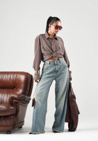 I'M BRIAN Camicia manica lunga bordeaux per uomo e per donna con fantasia a righe CA3843 0029 I'M BRIAN 