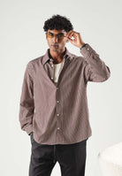 I'M BRIAN Camicia manica lunga bordeaux per uomo e per donna con fantasia a righe CA3843 0029 I'M BRIAN 