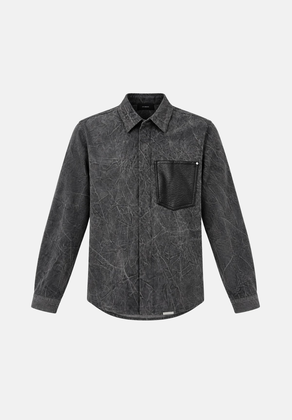 I'M BRIAN Camicia manica lunga effetto denim grigio antracite da uomo con taschino applicato CA3854 0028 I'M BRIAN 