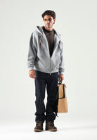 I'M BRIAN Felpa con zip OVERSIZED grigio per uomo con cappuccio e chiusura a cerniera F3918 008 I'M BRIAN 