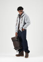 I'M BRIAN Felpa con zip OVERSIZED grigio per uomo con cappuccio e chiusura a cerniera F3918 008 I'M BRIAN 