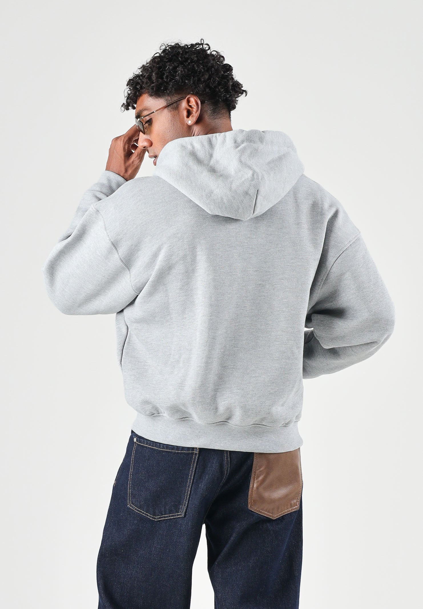 I'M BRIAN Felpa con zip OVERSIZED grigio per uomo con cappuccio e chiusura a cerniera F3918 008 I'M BRIAN 