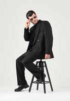 I'M BRIAN Giacca doppiopetto nera per uomo con tasche a pattina. GIA3855 009 I'M BRIAN 