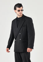 I'M BRIAN Giacca doppiopetto nera per uomo con tasche a pattina. GIA3855 009 I'M BRIAN 