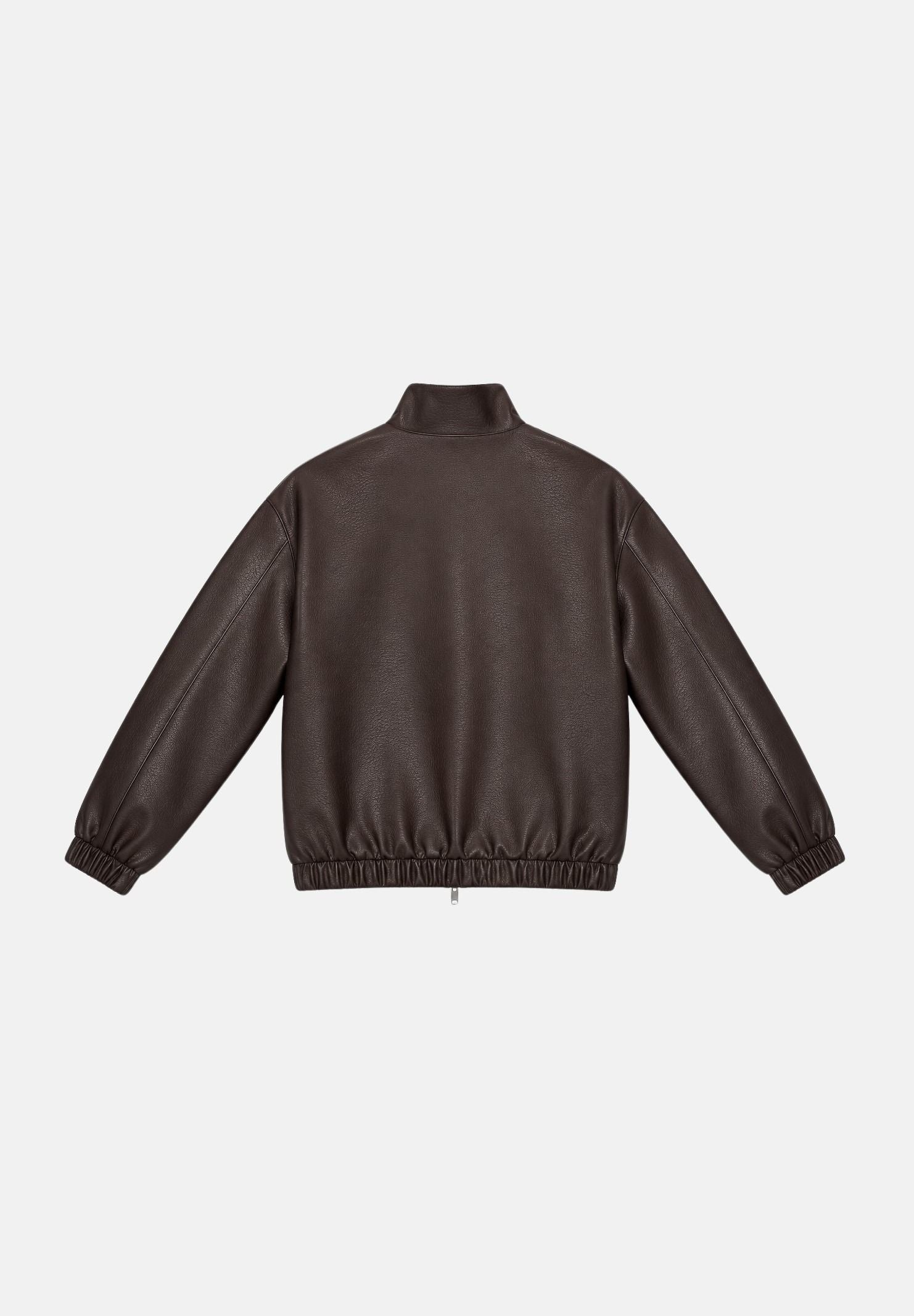 I'M BRIAN Giubbotto in eco-pelle moro/ marrone per uomo con collo alto e linee pulite d'ispirazione urban. GIU3878 020 I'M BRIAN 