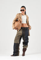 I'M BRIAN Jeans PATCHWORK BAGGY  blu denim per uomo con inserti patchwork in lavaggi differenti. JASON1526 LAV1526 I'M BRIAN 