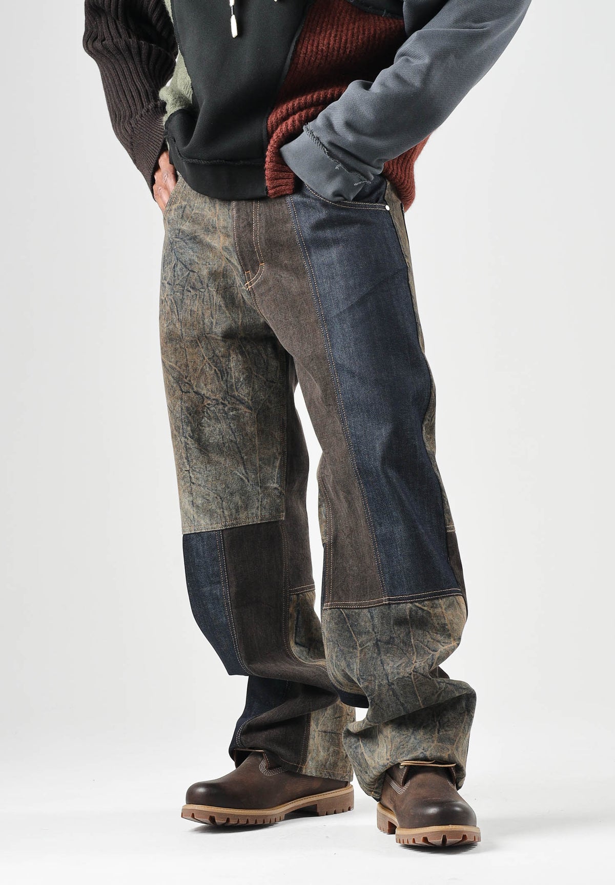 I'M BRIAN Jeans PATCHWORK BAGGY  blu denim per uomo con inserti patchwork in lavaggi differenti. JASON1526 LAV1526 I'M BRIAN 