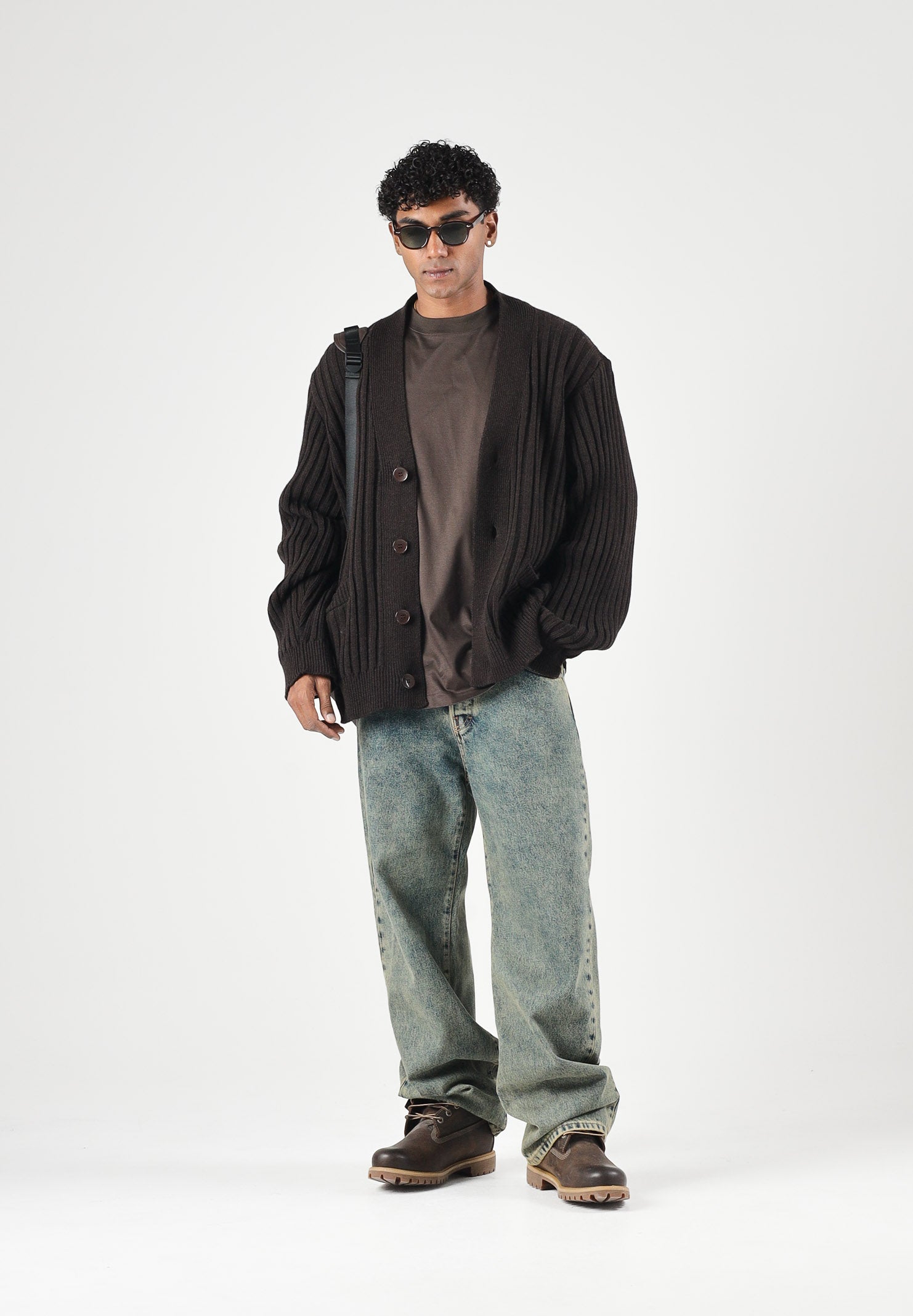 I'M BRIAN Cardigan in maglia a coste moro marrone da uomo MA3807 020 I'M BRIAN 