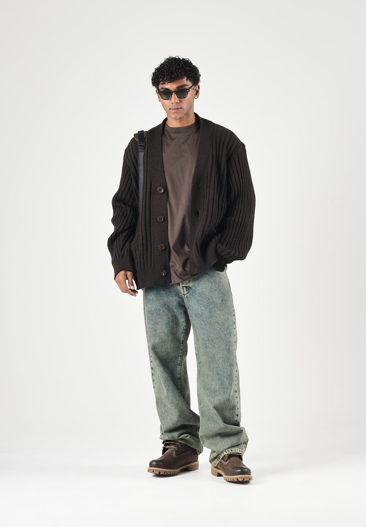 I'M BRIAN Cardigan in maglia a coste moro marrone da uomo MA3807 020 I'M BRIAN 